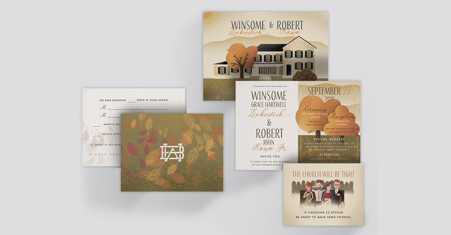 Mockup of wedding invitaitons